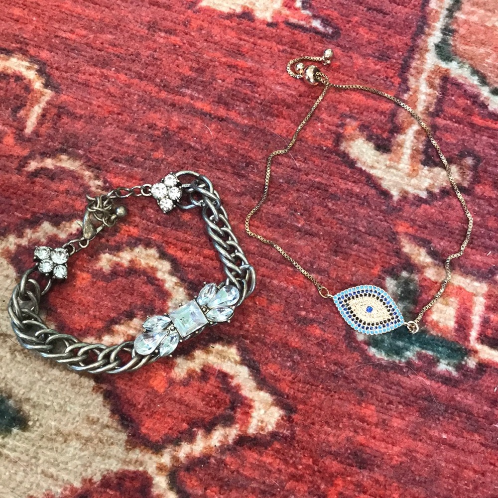 Express rhinestone bow & eye bracelets